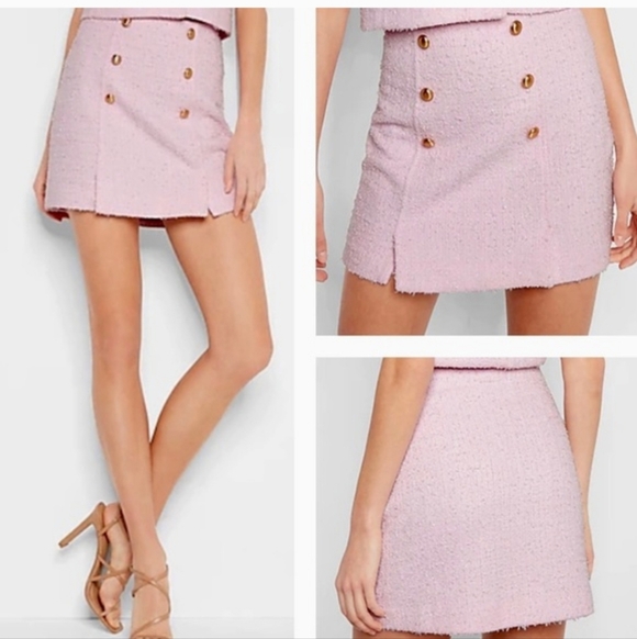 Express Dresses & Skirts - EXPRESS Tweed Mini Skirt In Pink Size 10 NWT'S